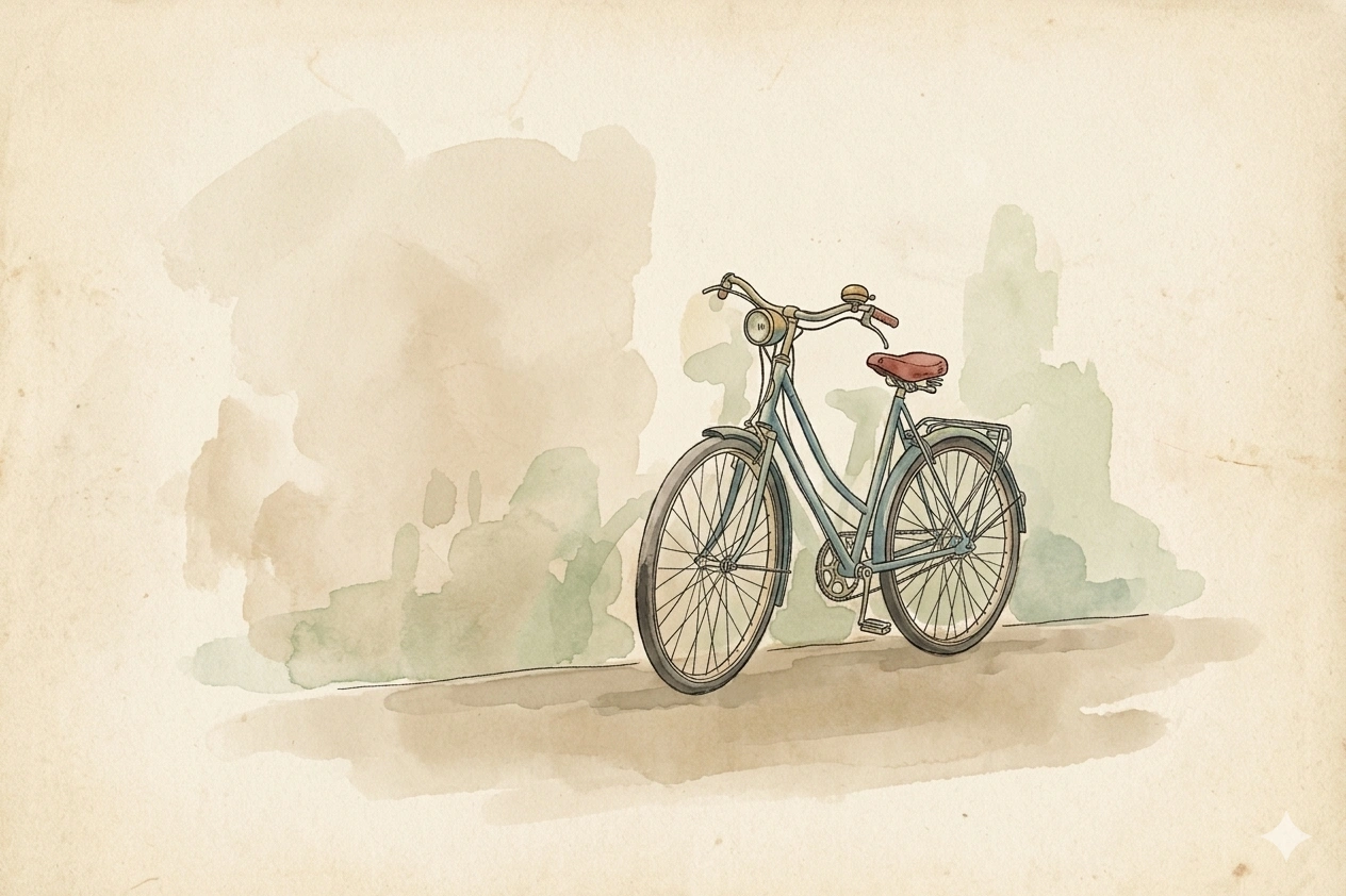 Bicycle editorial illustration used for the article about AI, business proximity, and direct execution